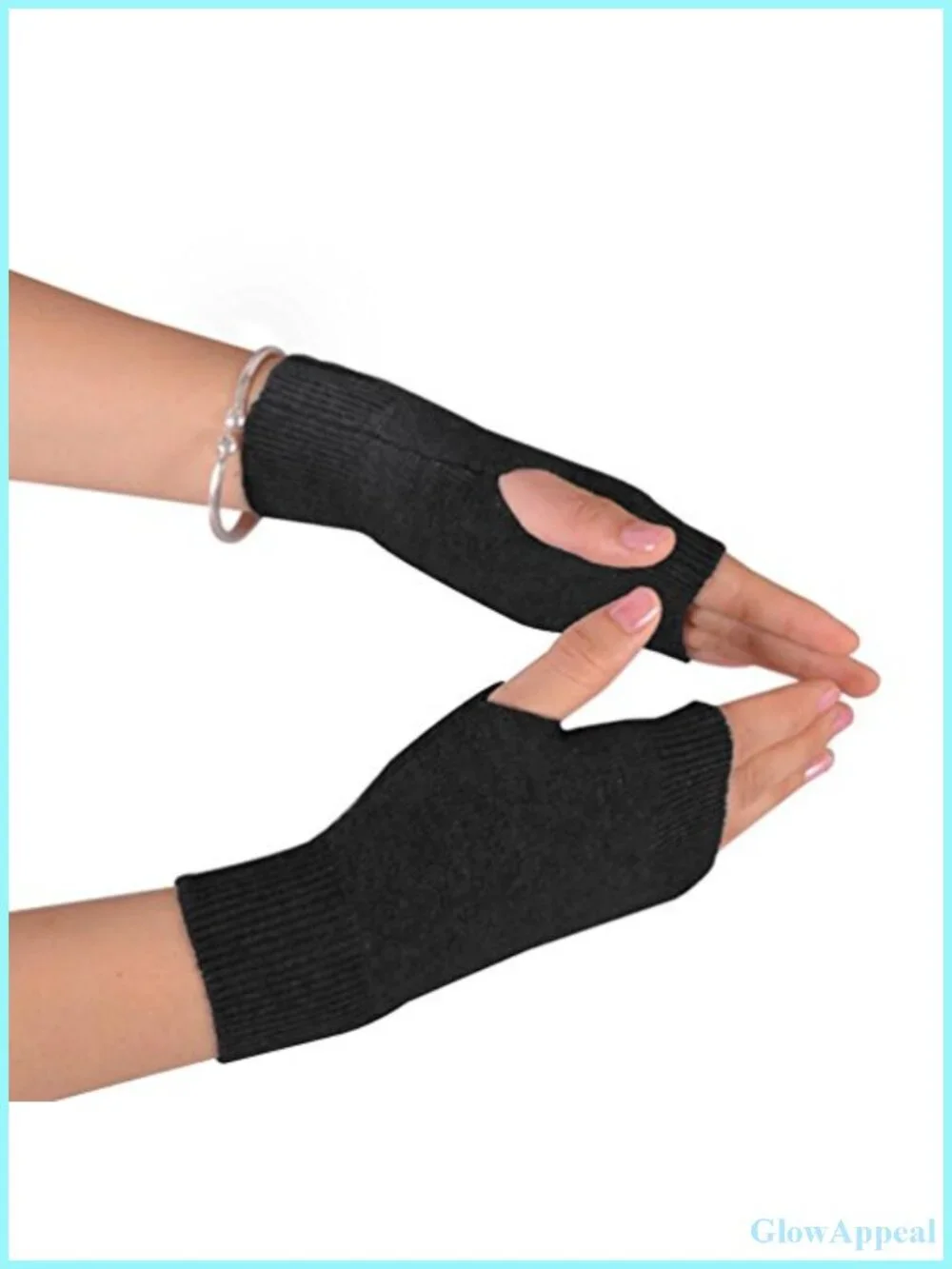 Wool Blend Fingerless Gloves with Thumb Hole, Soft Arm Warmers for Typing